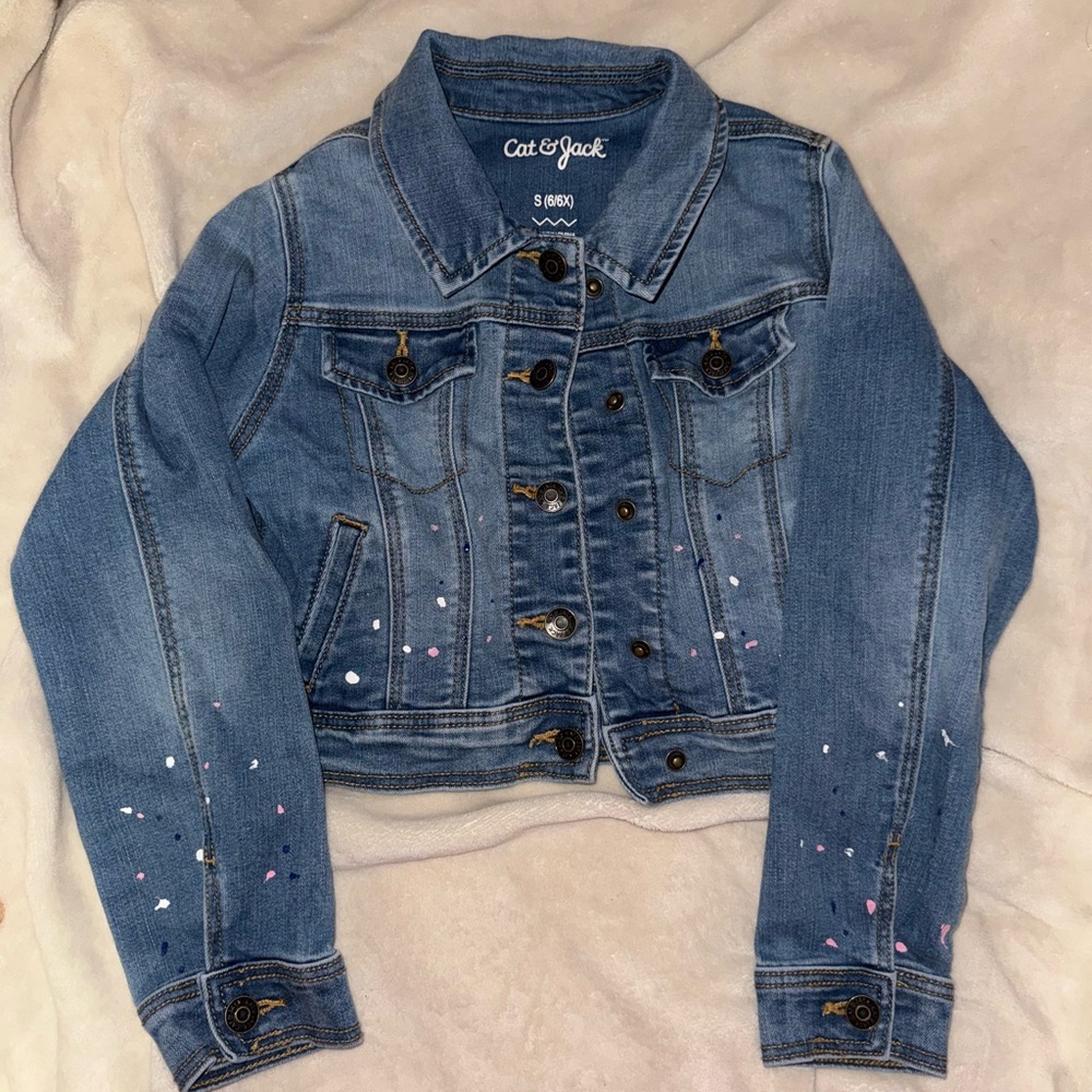 Cat & Jack Kids' Denim Jacket with Heart Details